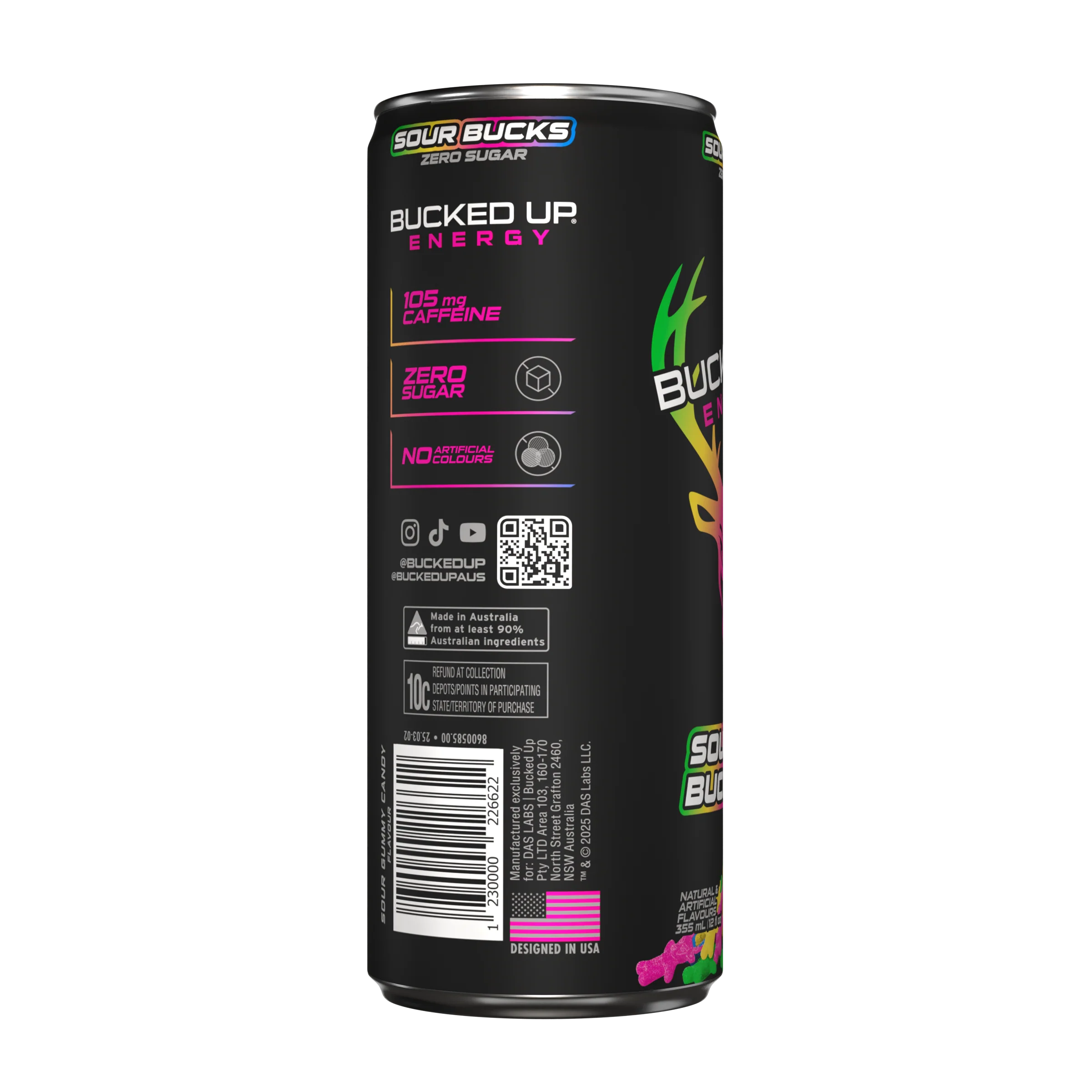 Bucked Up Energy Drink 355ml Sour Bucks - 12 Pack - Image 3