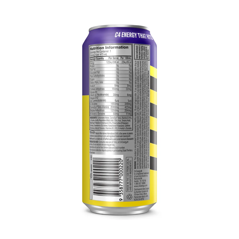 C4 Carbonated RTD 473ml - Purple Frost - 12 Pack - Image 3
