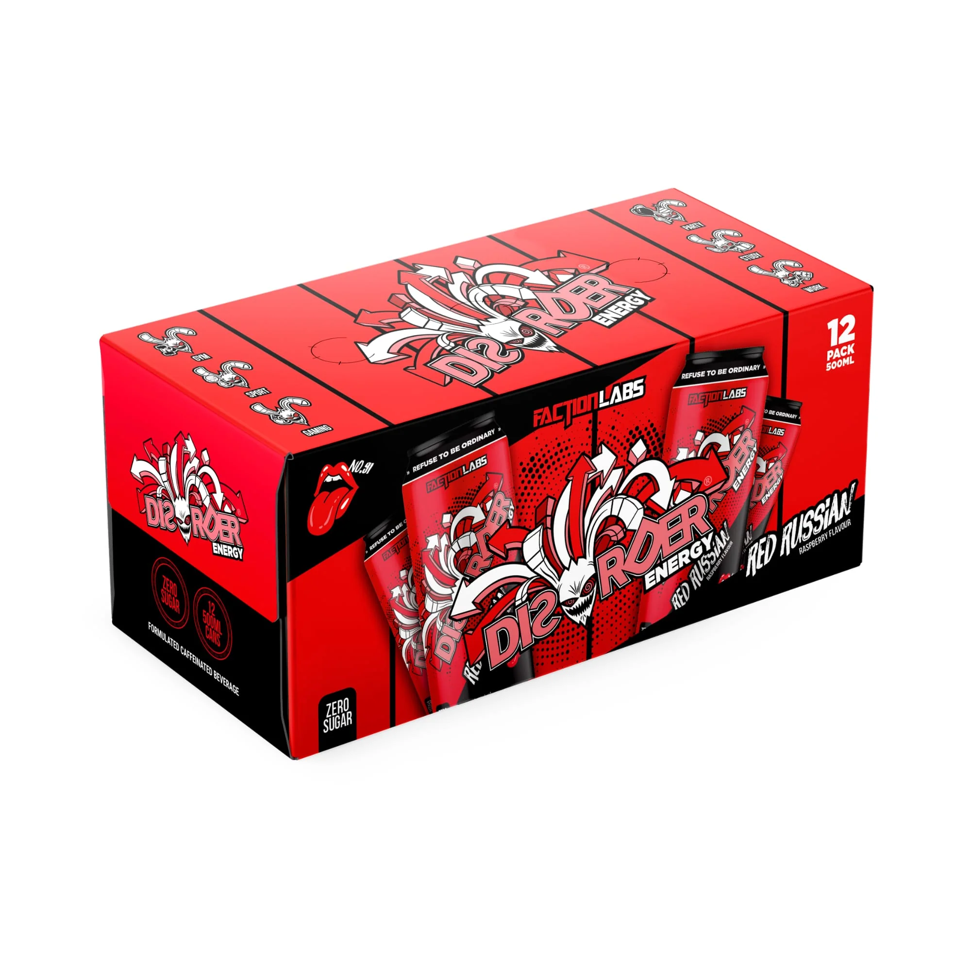Faction Labs DISORDER Energy RTD 500ml Red Russian - 12 Pack - Image 2