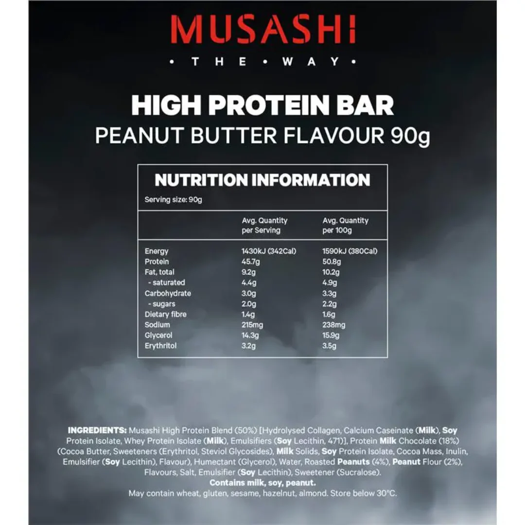 Musashi High Protein Bar 90g Peanut Butter - 12 Pack - Image 3