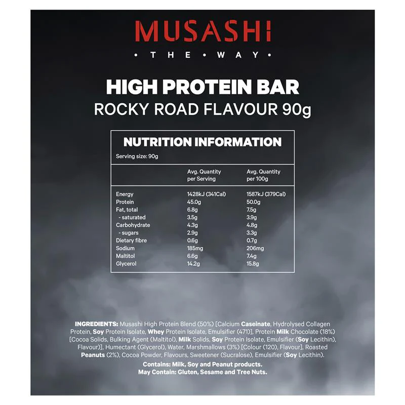 Musashi High Protein Bar - 90g - Rocky Road - 12 Pack - Image 3