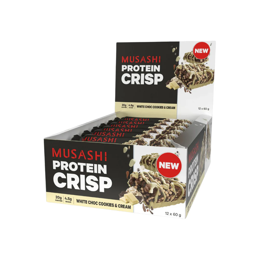 Musashi Protein Crisp Bar 60g White Choc Cookies & Cream - 12 Pack - Image 2