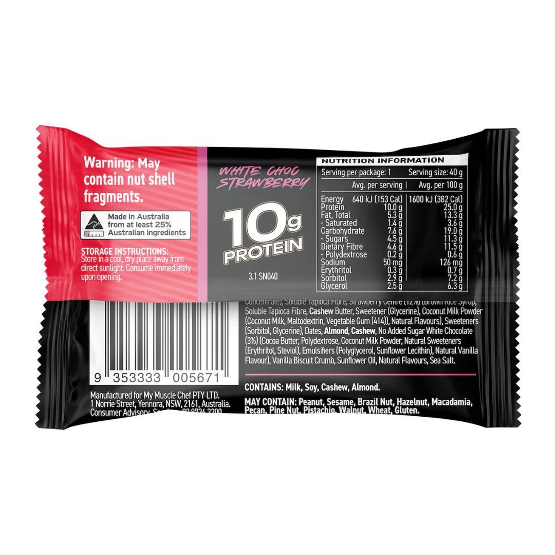 My Muscle Chef Protein Ball 40g White Choc Strawberry - 12 Pack - Image 2