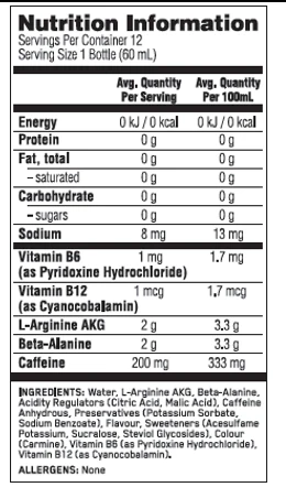 ON Pure Pre 200 Pre-Workout Shot - Orange - 12 Pack - Image 3