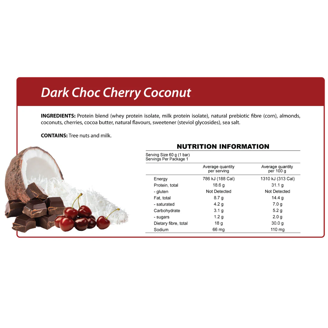 Smart Protein Bar 60g Dark Choc Cherry Coconut - 12 Pack - Image 3