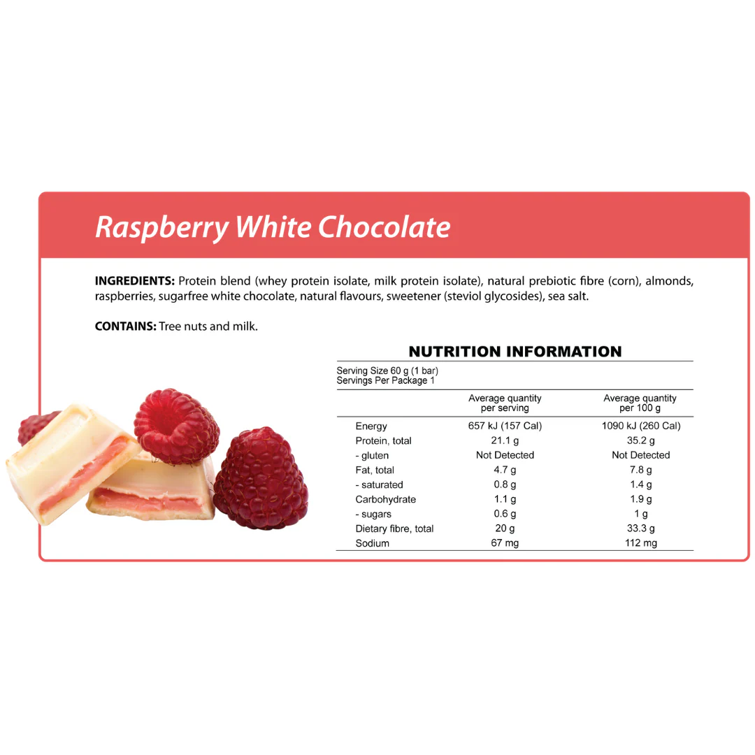 Smart Protein Bar 60g Raspberry White Choc - 12 Pack - Image 3
